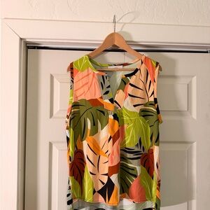 Anne Taylor Loft Leaf Print Sleeveless Top